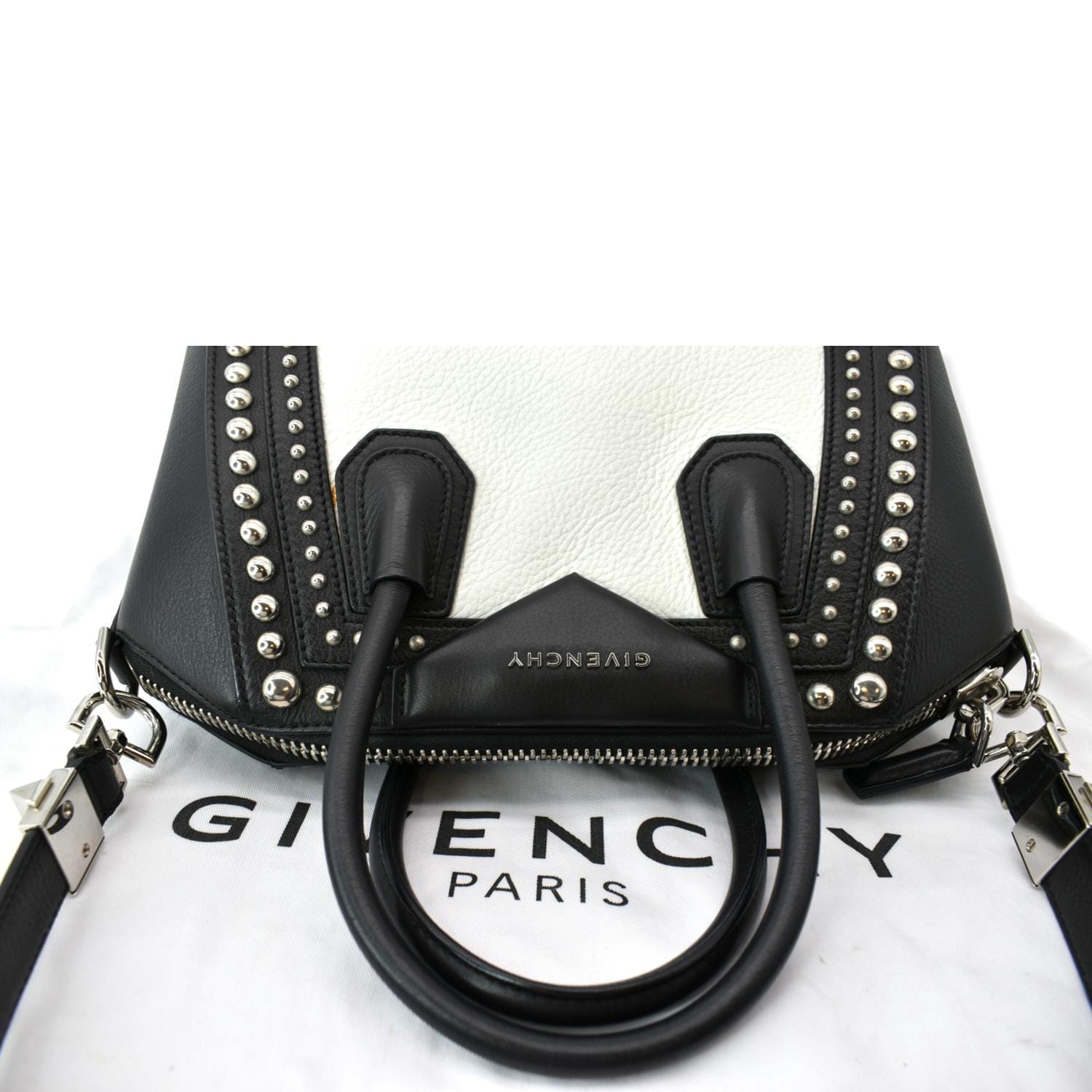 Givenchy Black Leather Studded Antigona Wristlet Clutch Givenchy