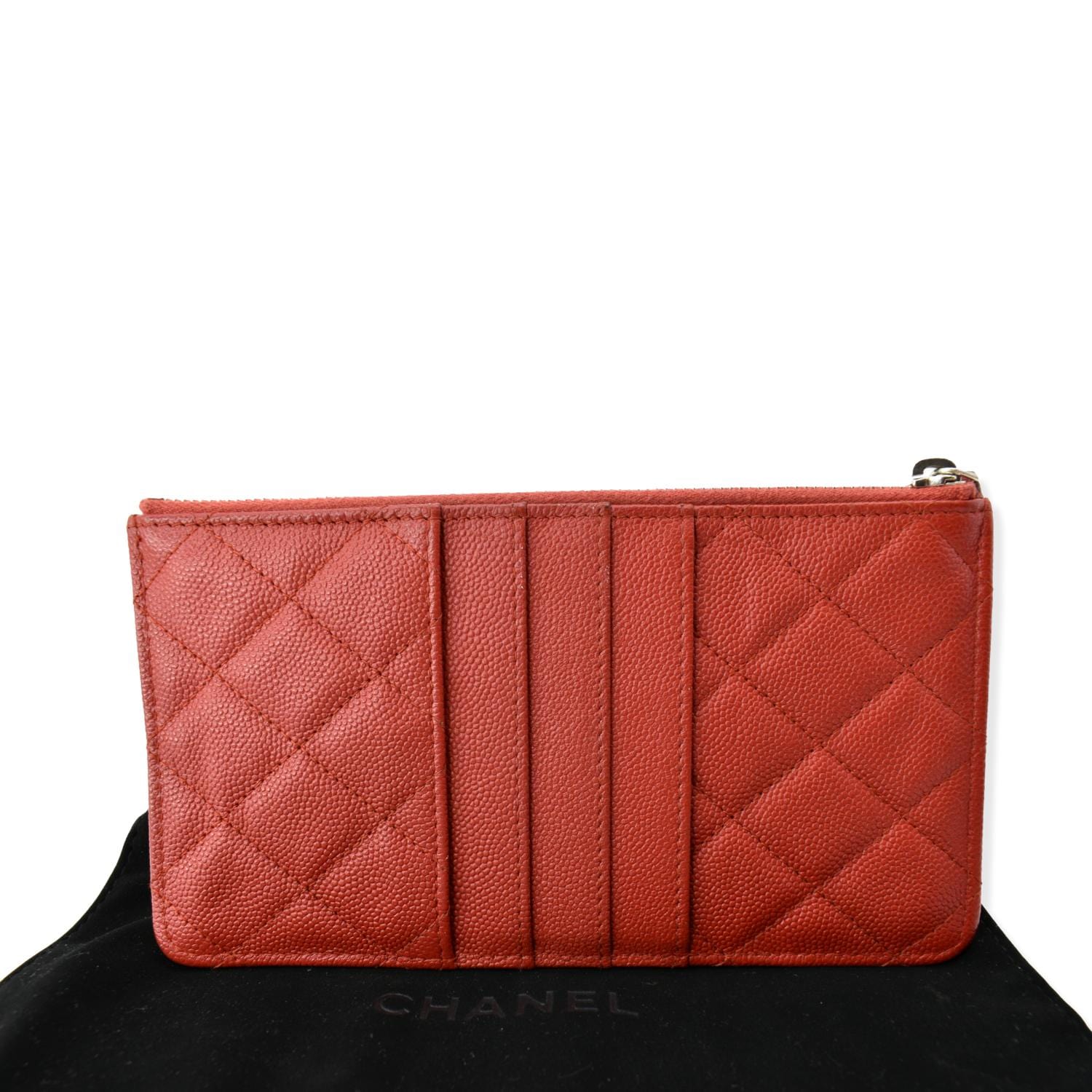 CHANEL Classic Caviar Quilted Leather Wallet Pouch Red 10% OFF
