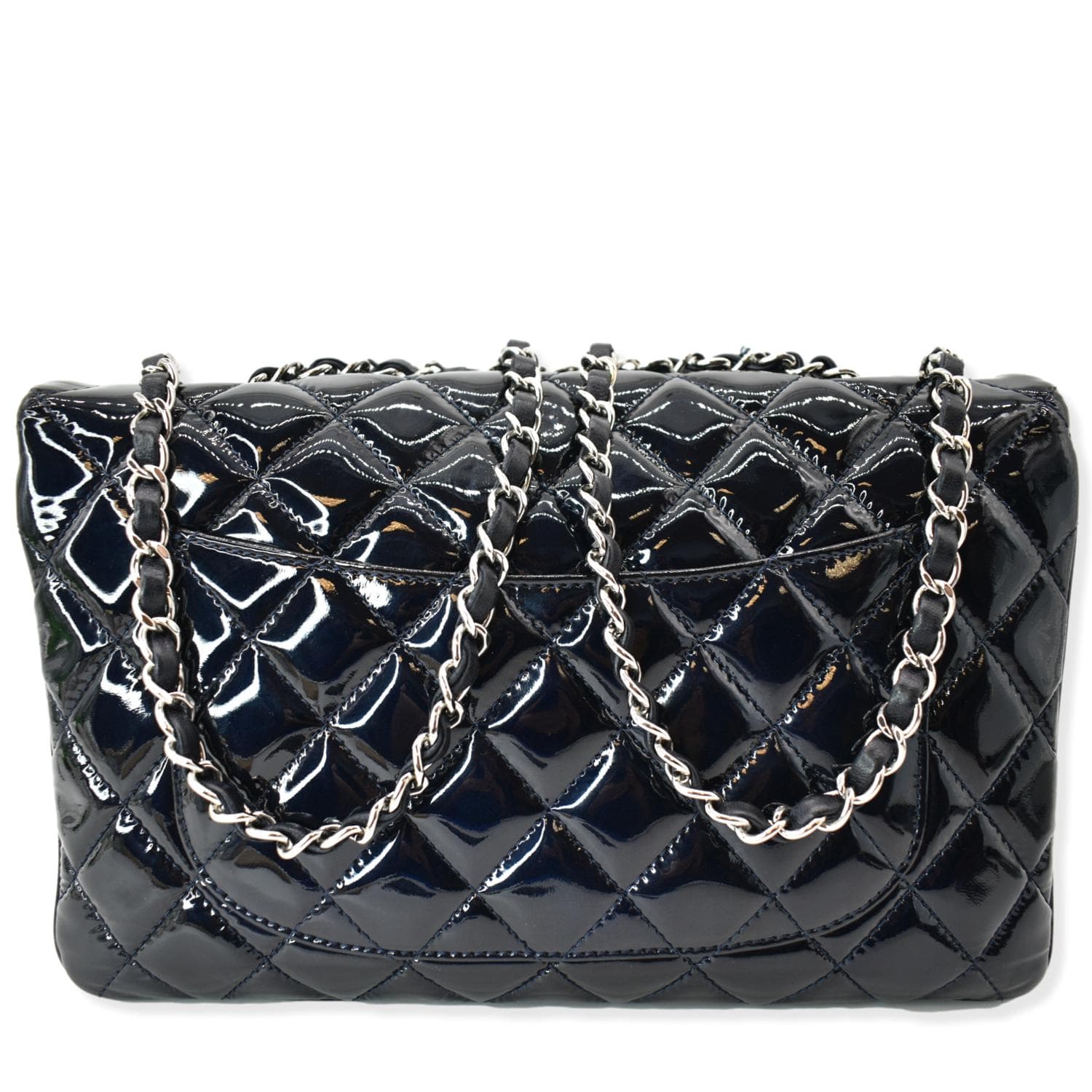 Chanel Navy Leather Luxe Ligne Accordion Flap Bag with CC Detail