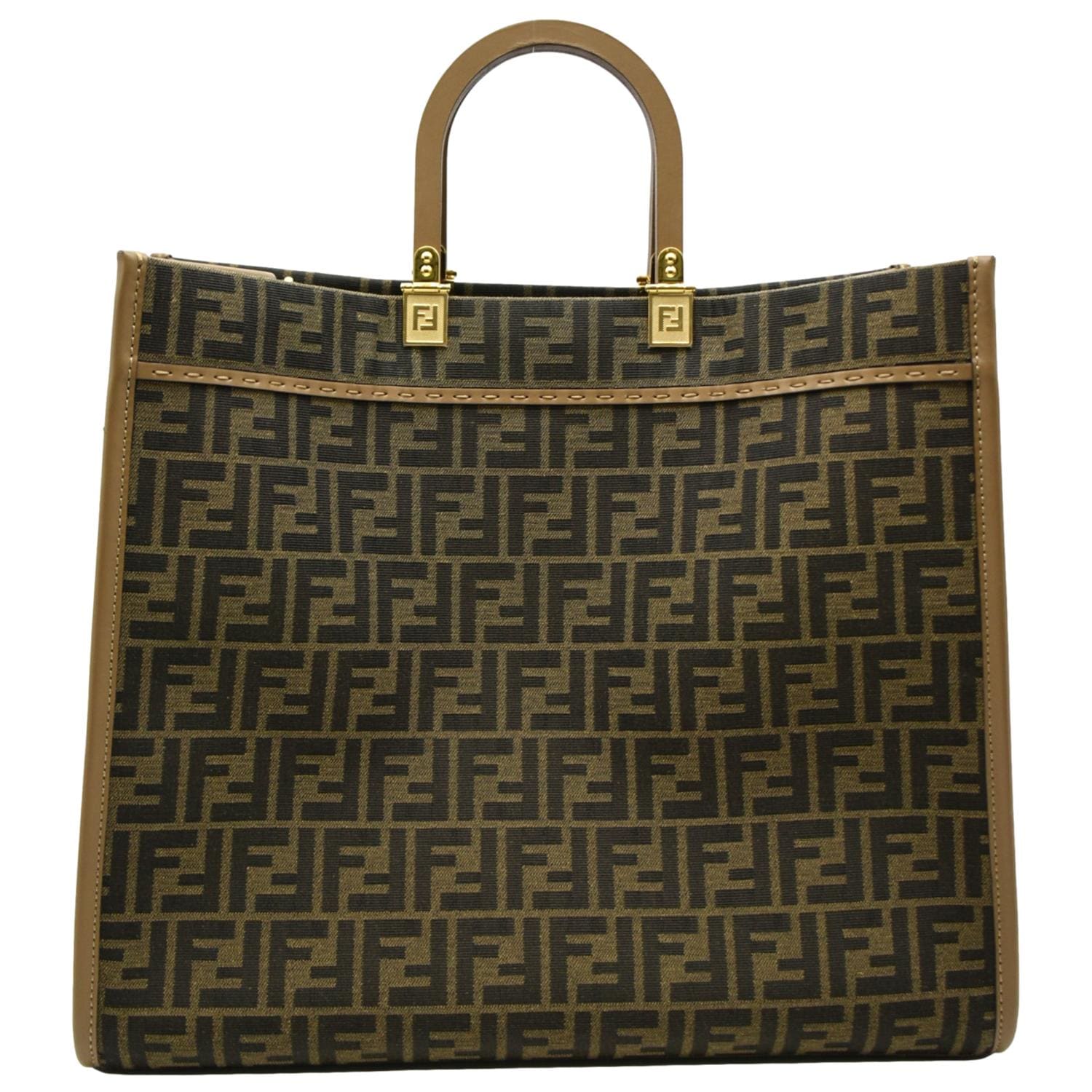 Fendi Sunshine Large Leather Shopper in Brown