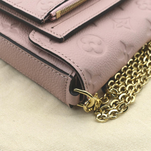 LOUIS VUITTON Pochette Felicie Monogram Empreinte Leather Chain Wallet Rose Poudre