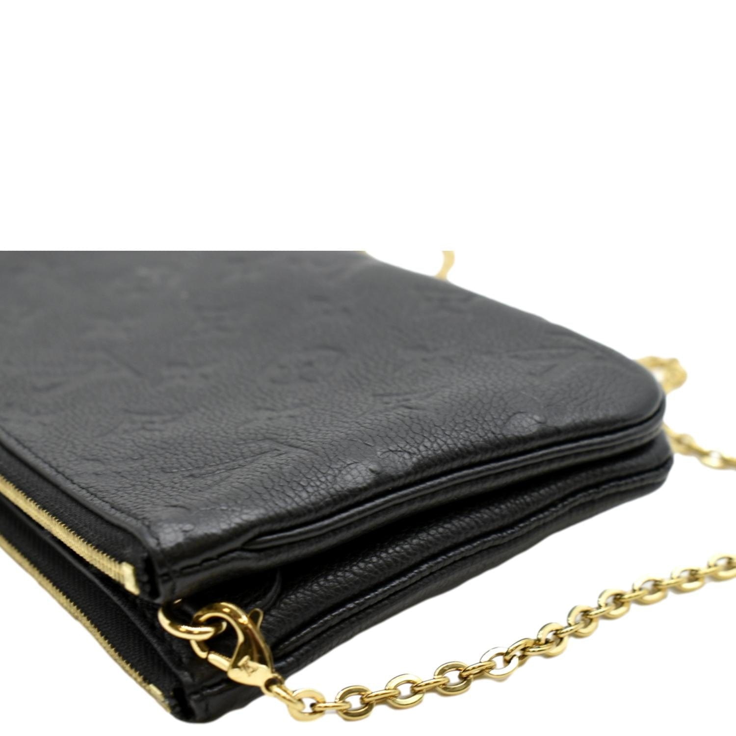 Louis Vuitton Double Zip Pochette Chain Bag Monogram Embossed