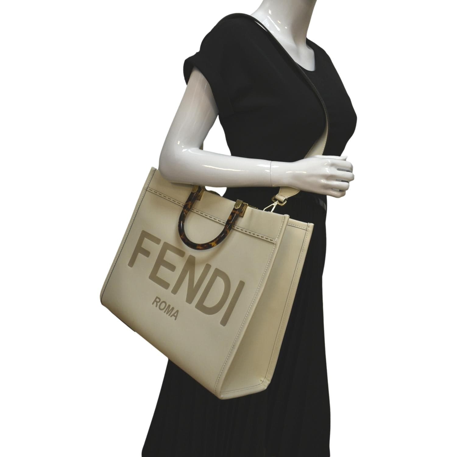 Fendi Sunshine Plexiglass Leather Shoulder Tote Bag