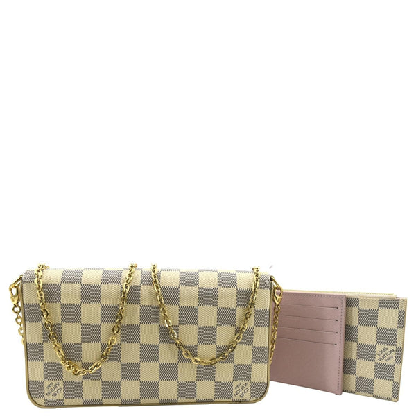 LOUIS VUITTON Felicie Pochette Damier Azur Crossbody Bag White