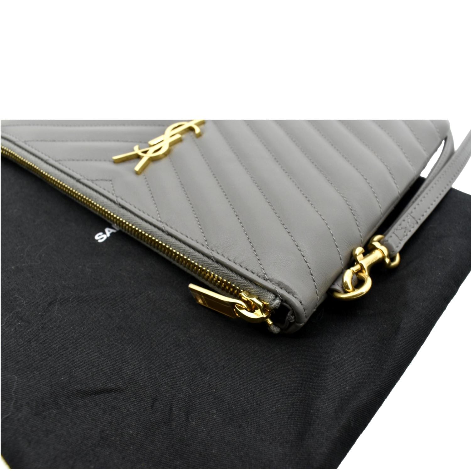 YSL MONOGRAM QUILTED LEATHER POUCH