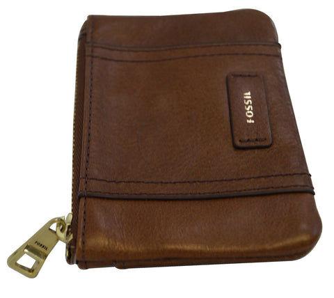 FOSSIL Leather Brown Coin Purse Zippy Wallet