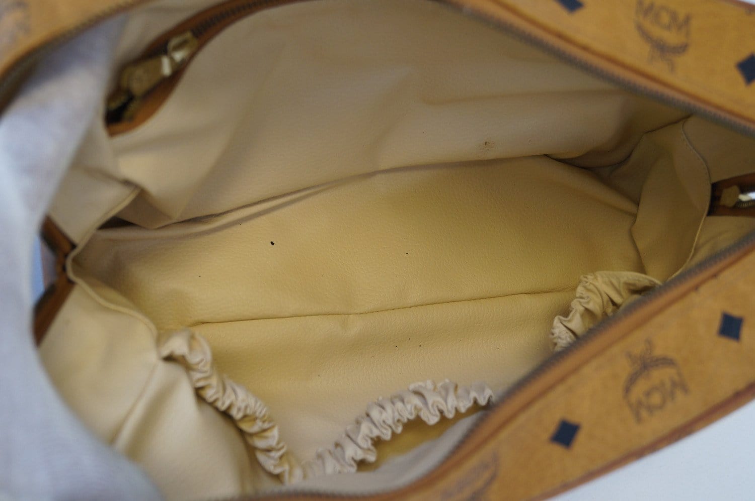 MCM Vintage Visetos Coated Canvas Tennis Bag in Brown