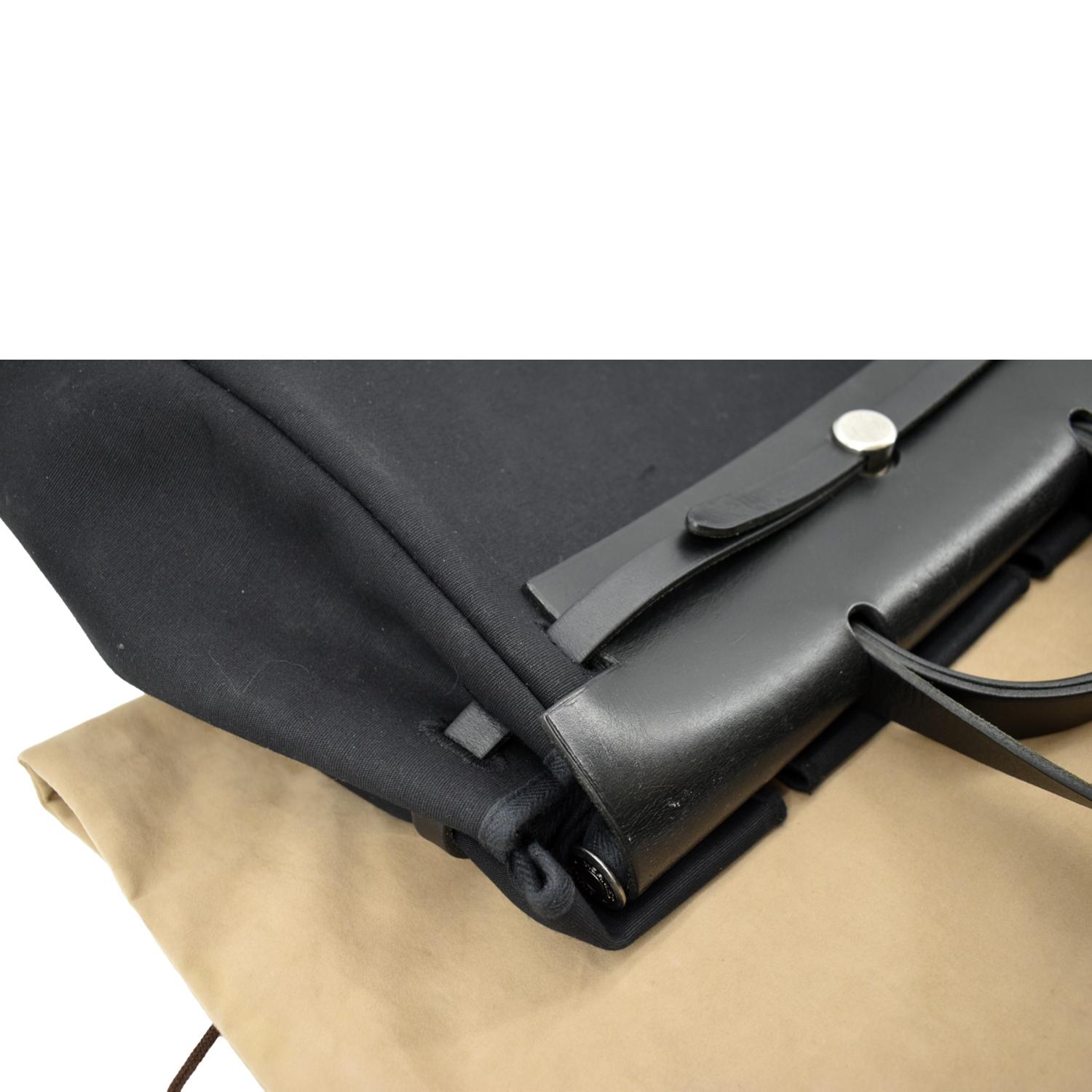 Hermes Herbag Canvas Leather Shoulder Bag Black