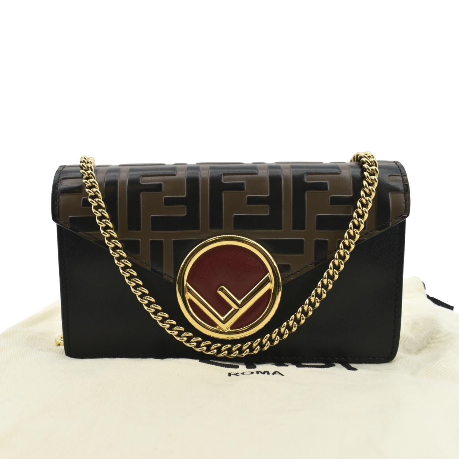 Fendi Black F is Fendi Chain Wallet Bag Fendi