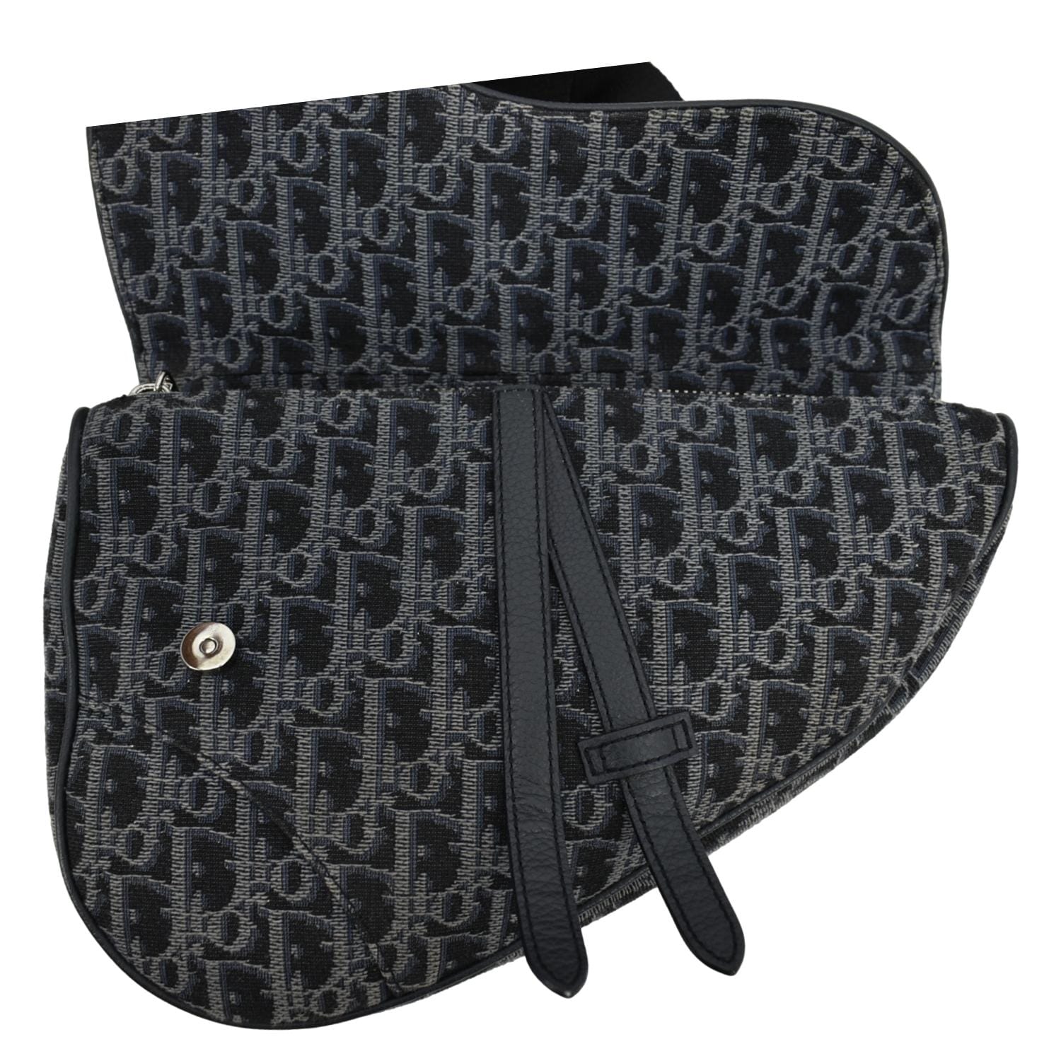 CHRISTIAN DIOR Saddle Oblique Jacquard Crossbody Bag Black