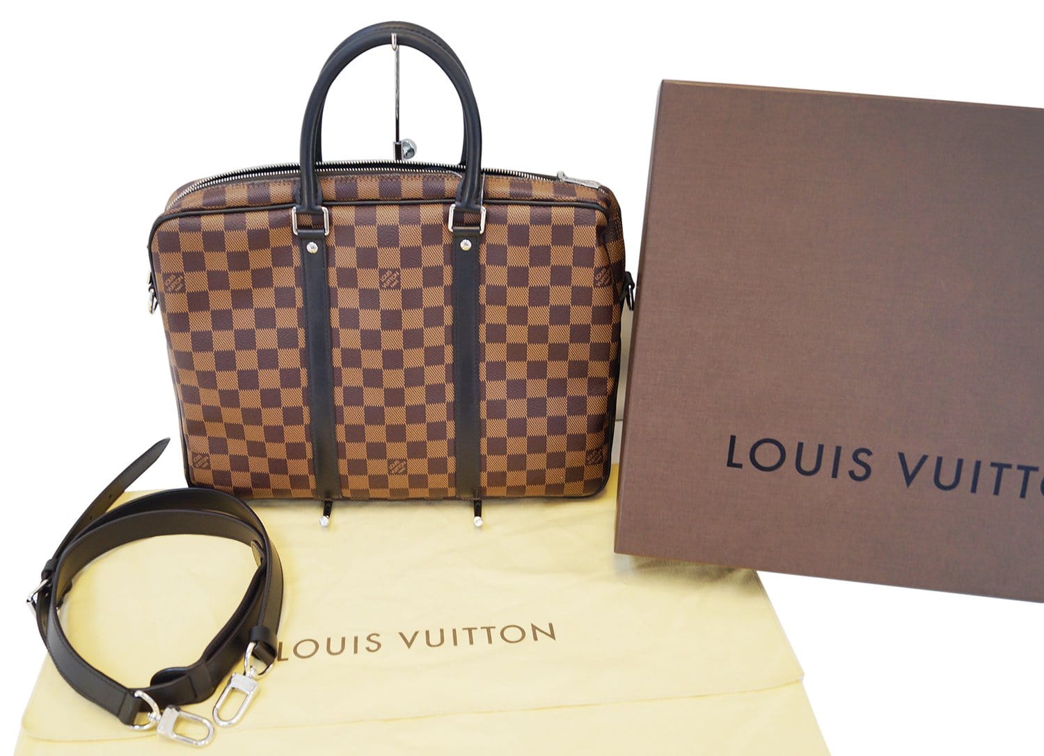 Authenticated Louis Vuitton Damier Graphite Porte Documents Voyage