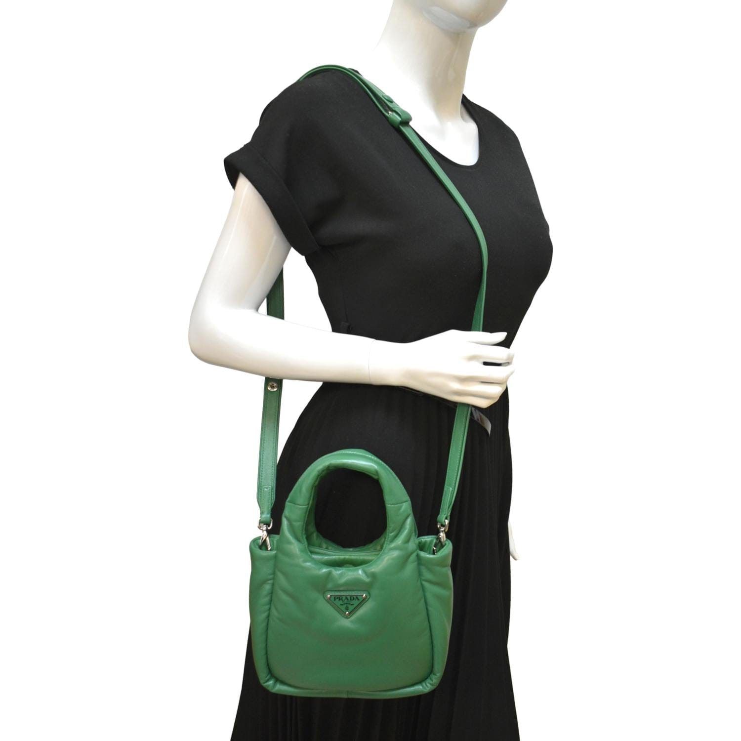 Nylon - Hand - PRADA - Green - Bag - Leather - Prada Toiletry Bags