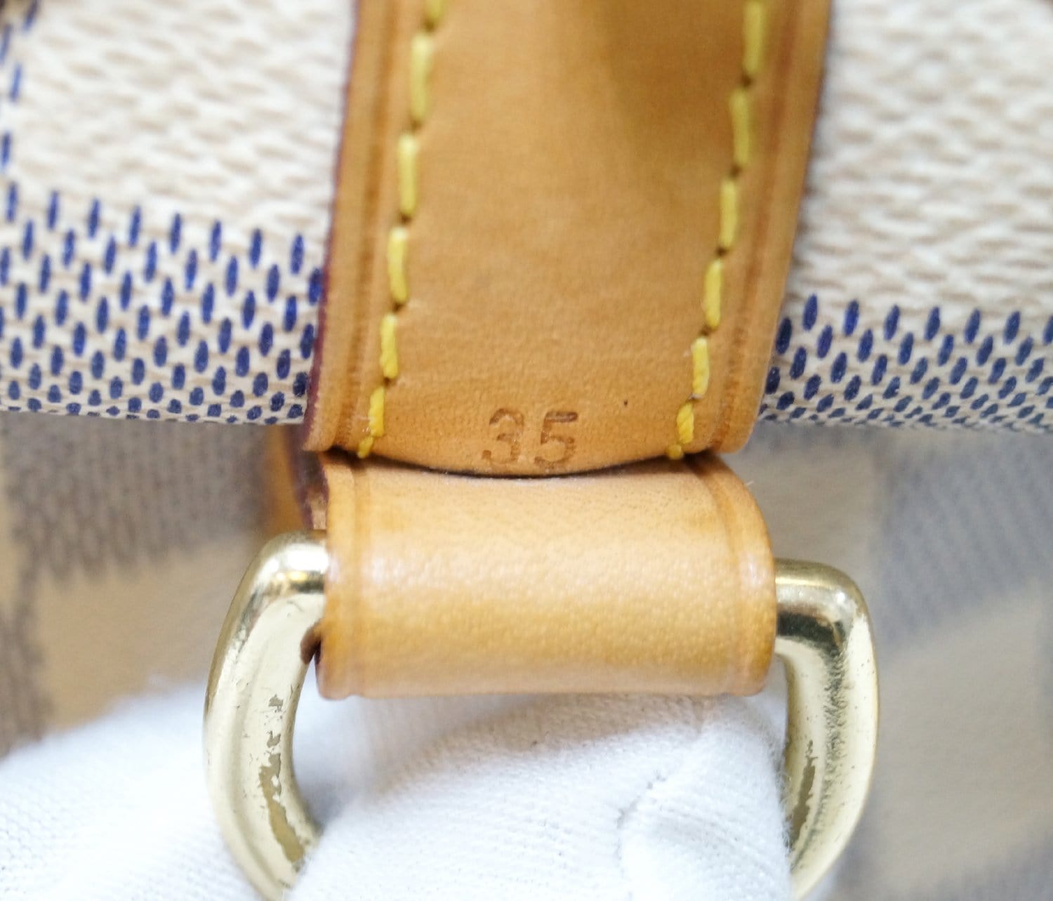 Speedy Louis Vuitton Louis vuitto bandouliere 35 Damier Azur White Cloth  ref.348230 - Joli Closet