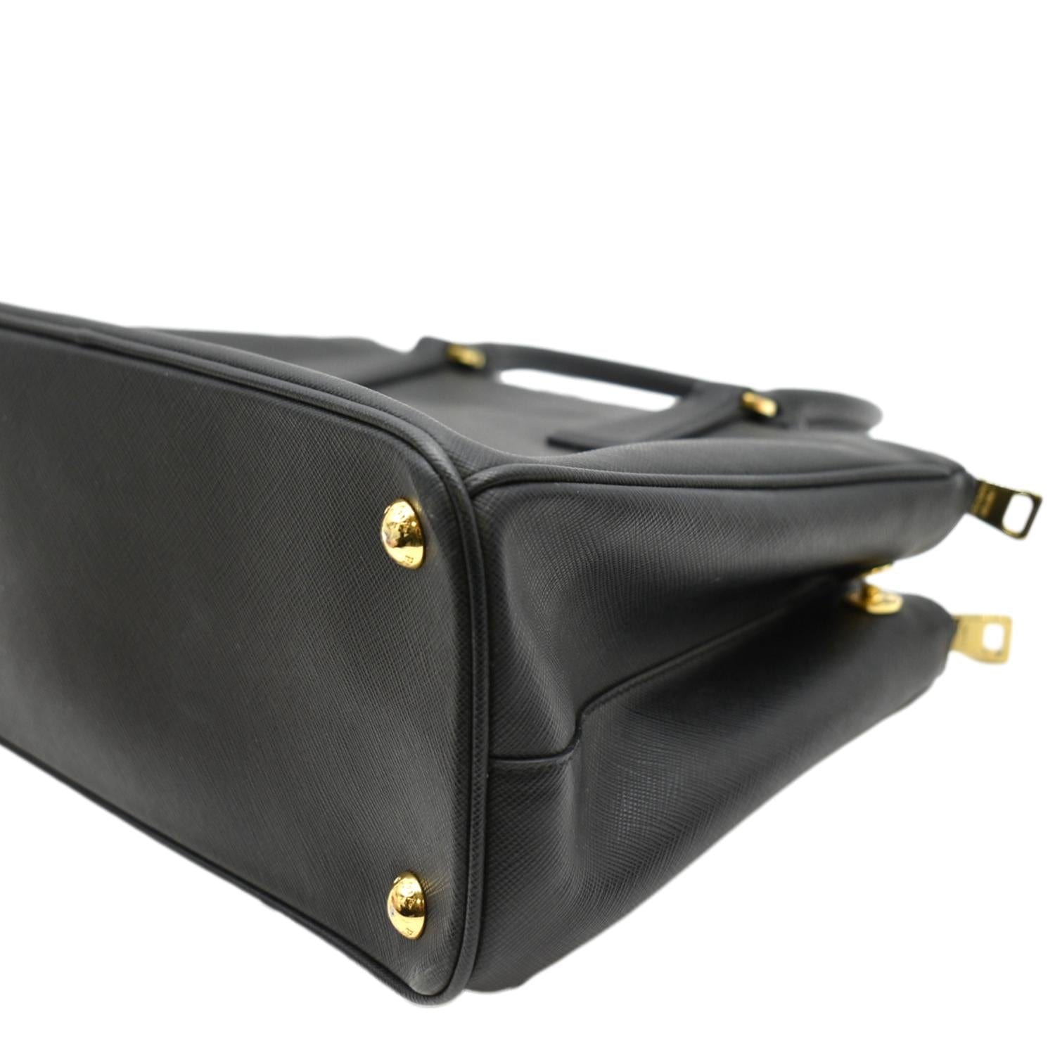 Prada Galleria Saffiano Leather Double Zip Bag, * Small *, Black Authentic
