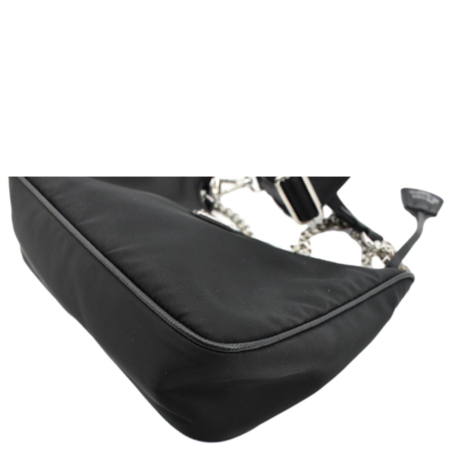 Black Re-Nylon leather-trimmed tote bag, Prada