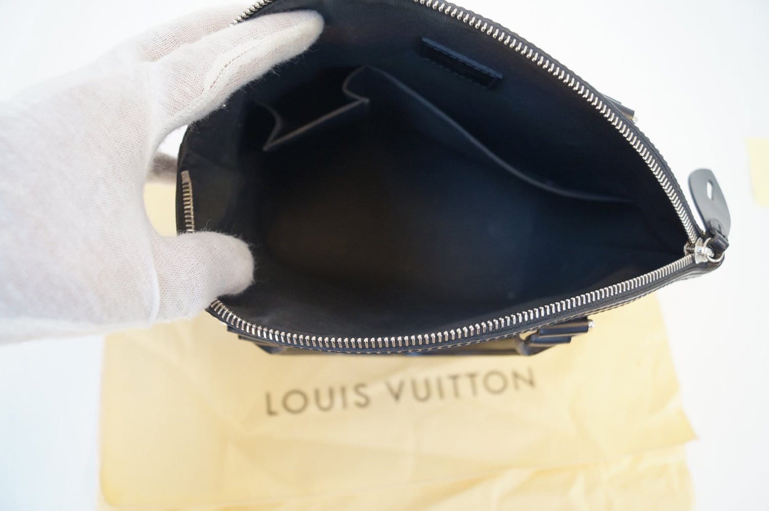 LOUIS VUITTON Mini Lock It Zip Strap Bag Charm Black Noir Epi
