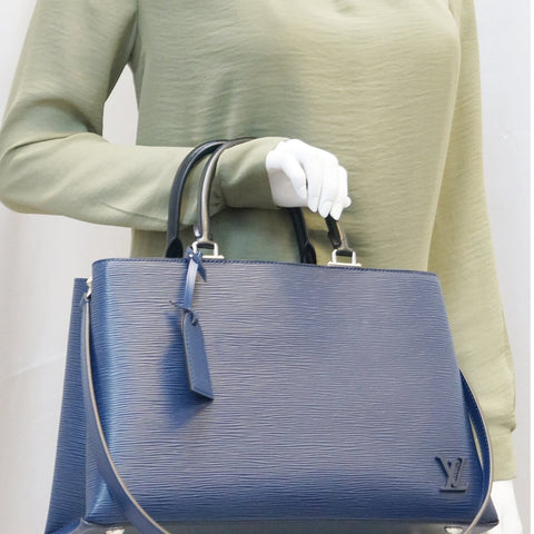 LOUIS VUITTON Blue Epi Leather Kleber MM Shoulder Bag