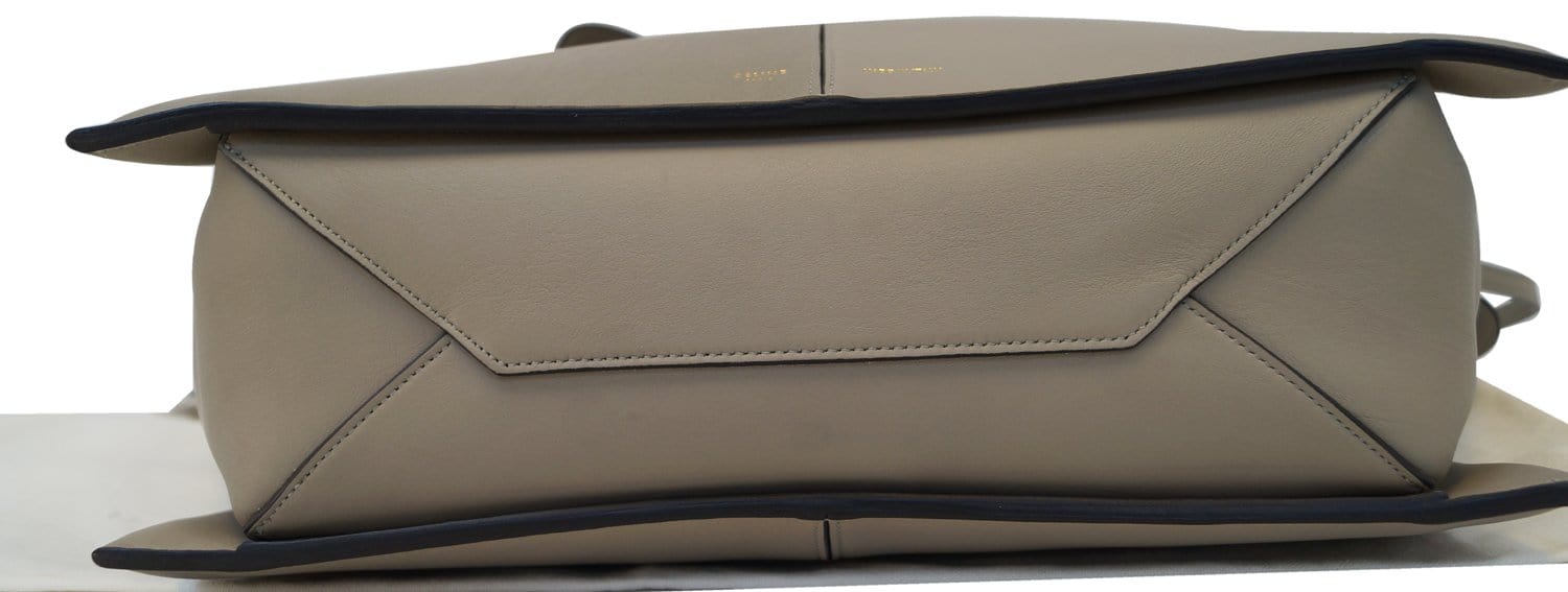 Céline Tri-Fold Smooth Calfskin Medium Grey Leather Shoulder Bag