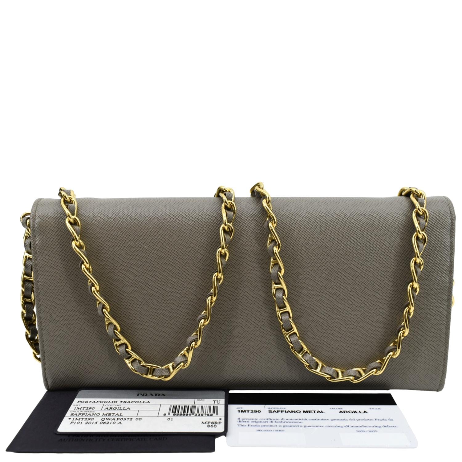 Prada Black Saffiano Wallet On Chain Crossbody Shoulder Bag at