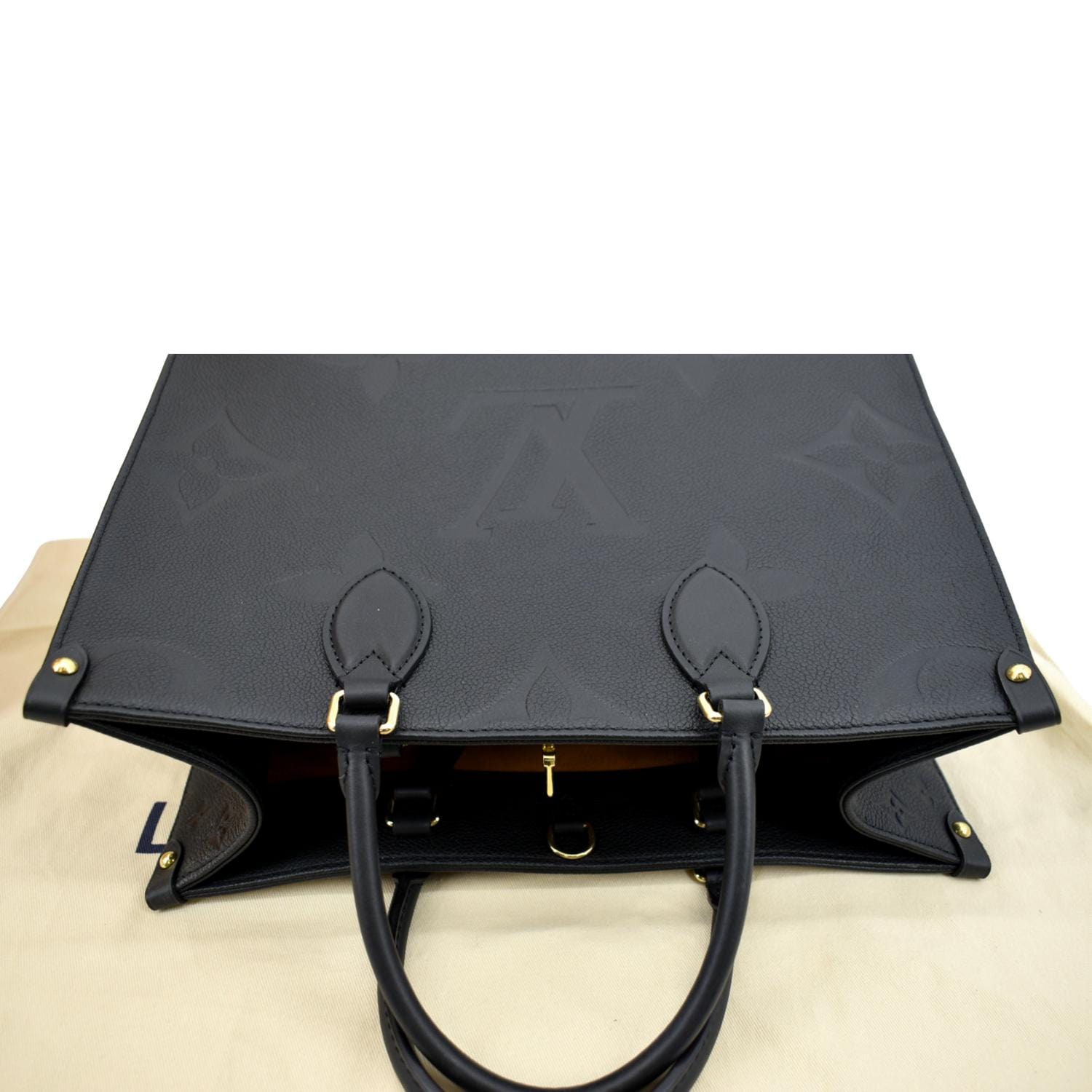 LOUIS VUITTON Onthego MM Monogram Empreinte Leather Shoulder Bag Black