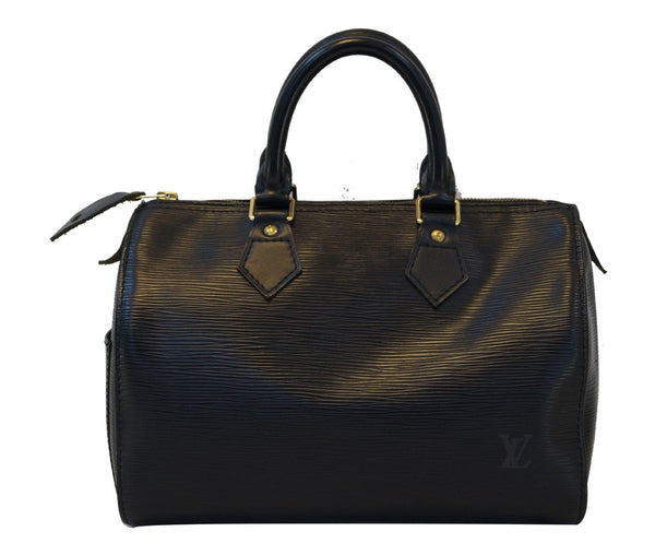 LOUIS VUITTON Black Epi Leather Speedy 25 Satchel HandBag Used