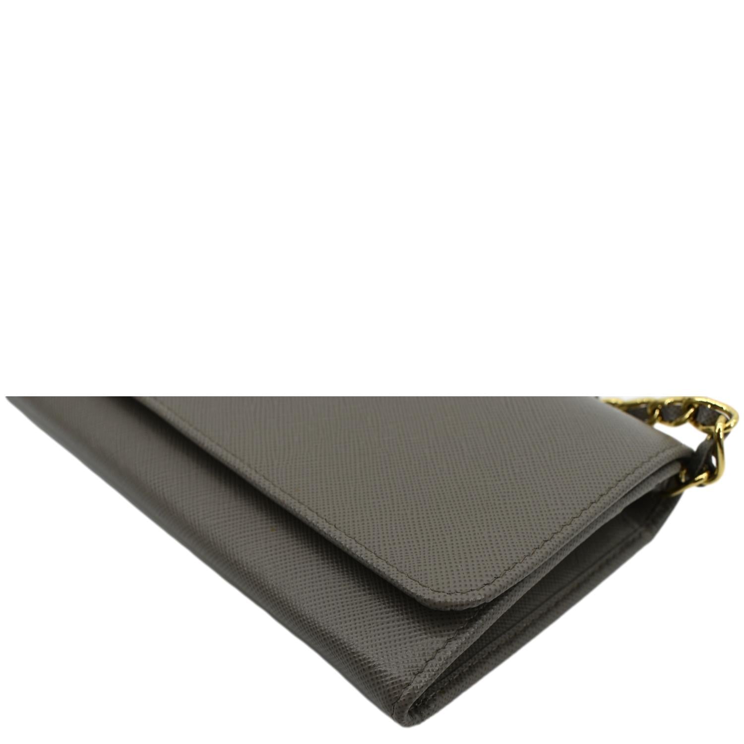 Shop PRADA Unisex Street Style Plain Leather Small Wallet Chain
