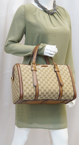 GUCCI Lady Web Original GG Canvas Boston Bag 381044