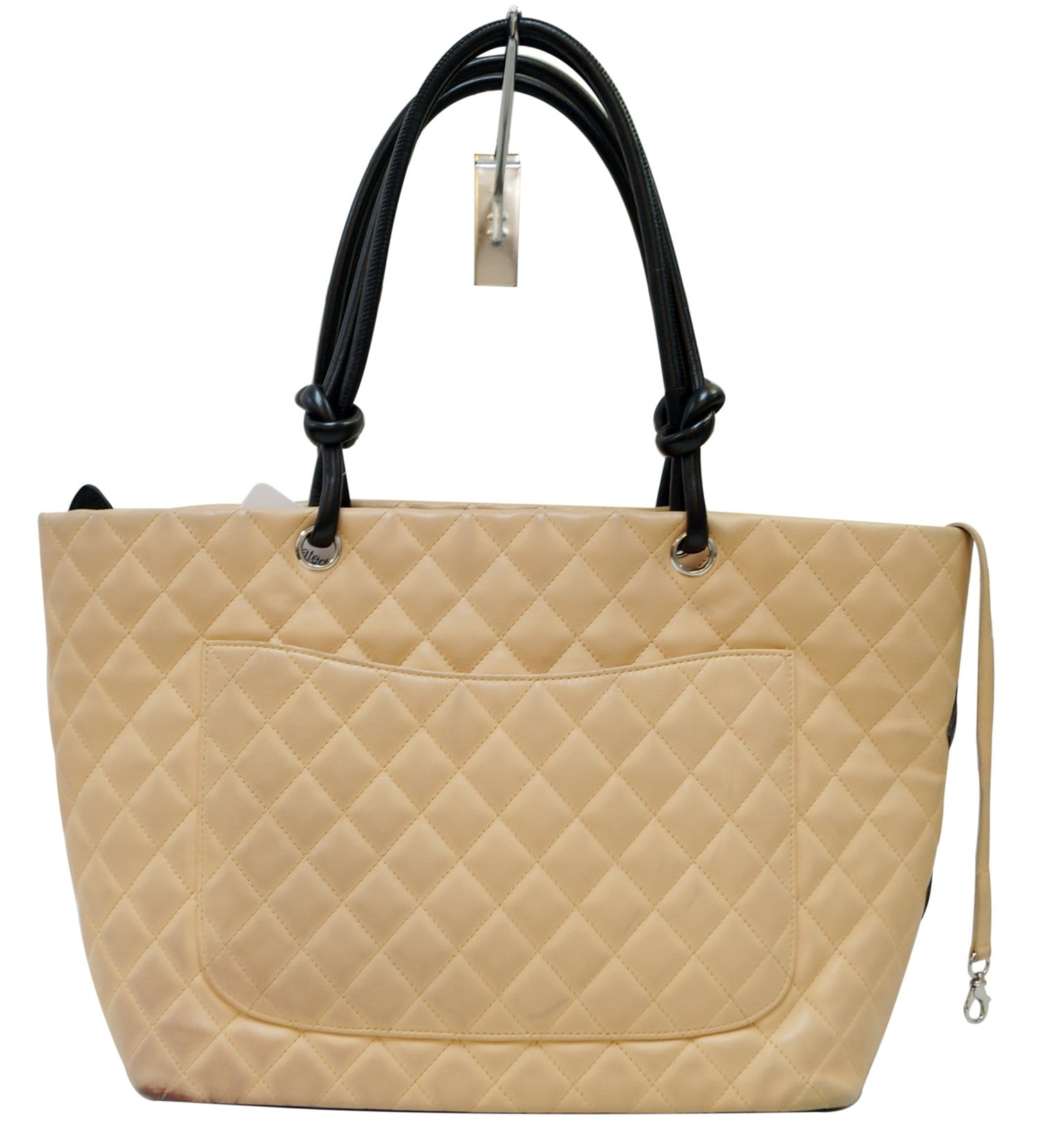Chanel Beige/Black Quilted Cambon Ligne Large Flap Tote Bag