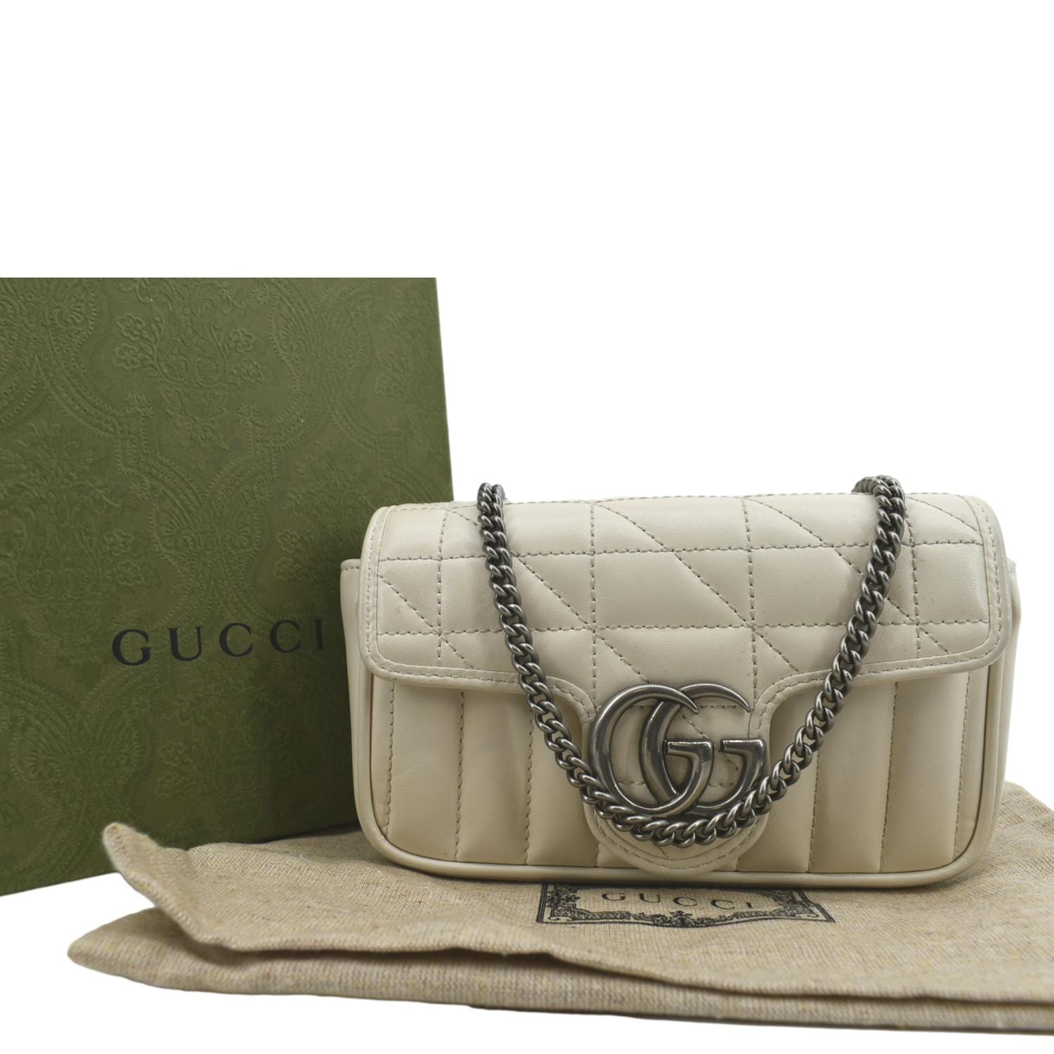 GG Marmont Super Mini Shoulder Bag in White - Gucci