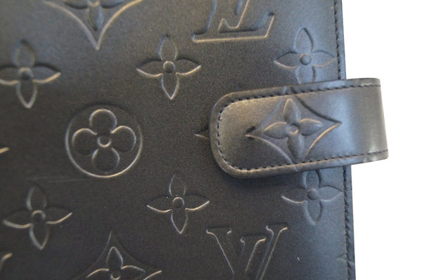 LOUIS VUITTON Monogram Mat Agenda MM Day Planner Cover Black