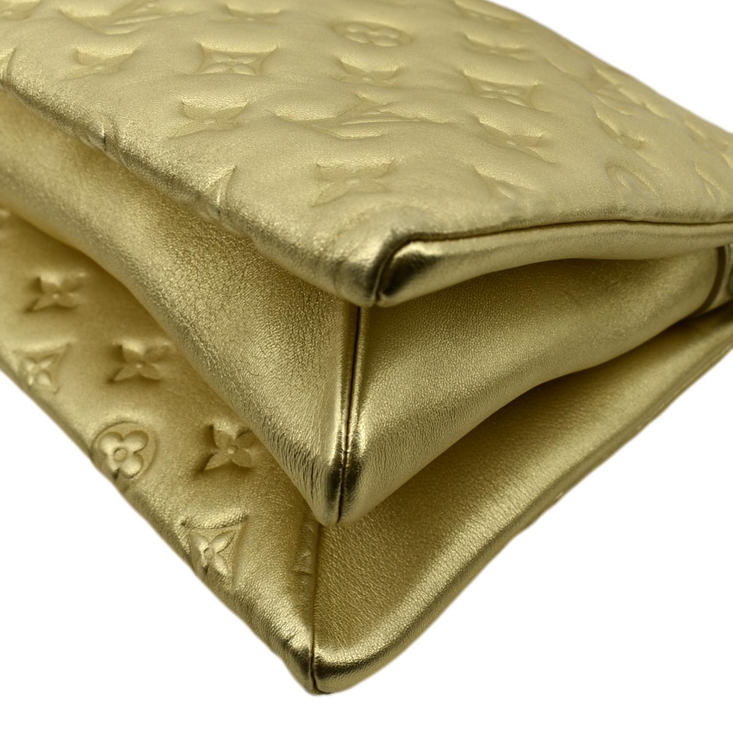 LOUIS VUITTON Coussin PM Gold Monogram Embossed Leather Shoulder Bag Clutch