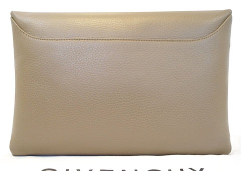 GIVENCHY Taupe Textured Leather Antigona Envelope Clutch