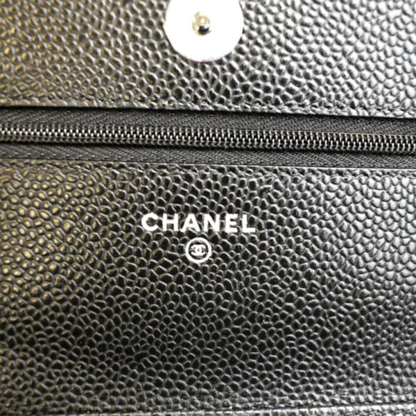 CHANEL Wallet On Chain Quilted Leather Crossbody Bag Black