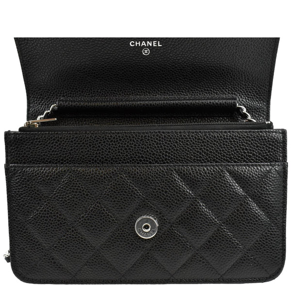 CHANEL Wallet On Chain Quilted Leather Crossbody Bag Black