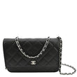 CHANEL Wallet On Chain Quilted Leather Crossbody Bag Black