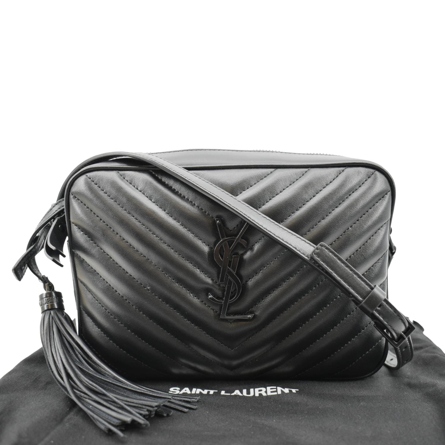 Saint Laurent Lou Camera Leather Crossbody Bag Black Female