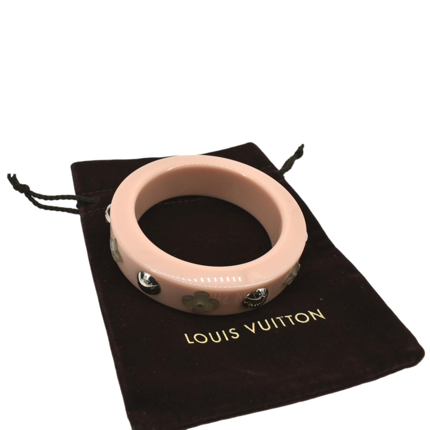 Louis Vuitton Pink Resin Monogram Flower Bangle Bracelet - Yoogi's