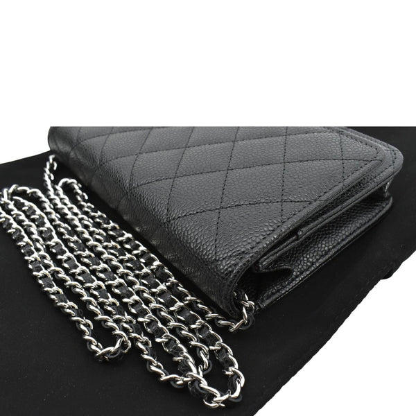 CHANEL Wallet On Chain Quilted Leather Crossbody Bag Black