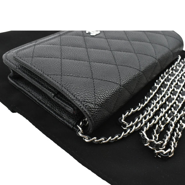 CHANEL Wallet On Chain Quilted Leather Crossbody Bag Black