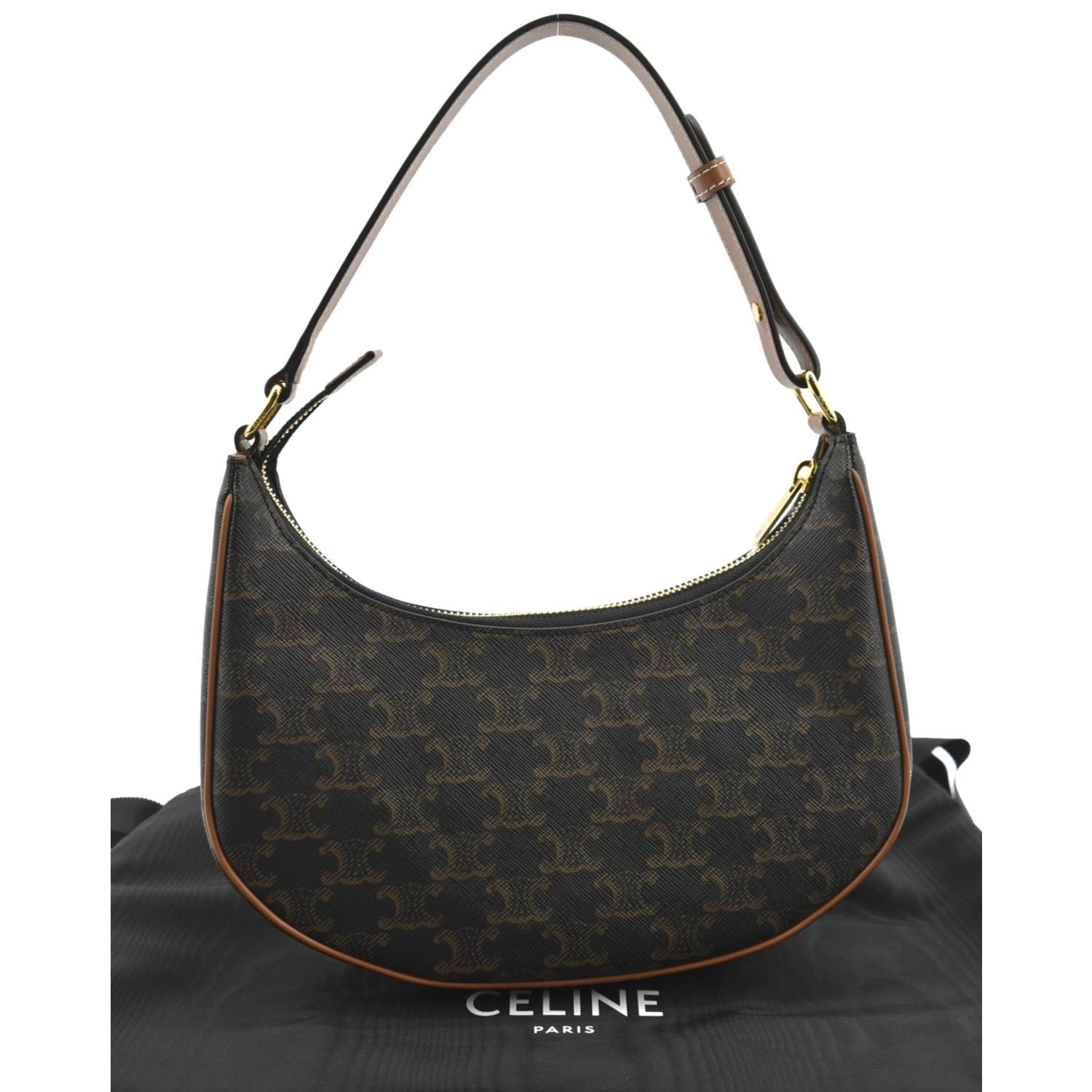 NEW! CELINE PHONE POUCH IN TRIOMPHE CANVAS AND CALFSKIN - TAN Bags