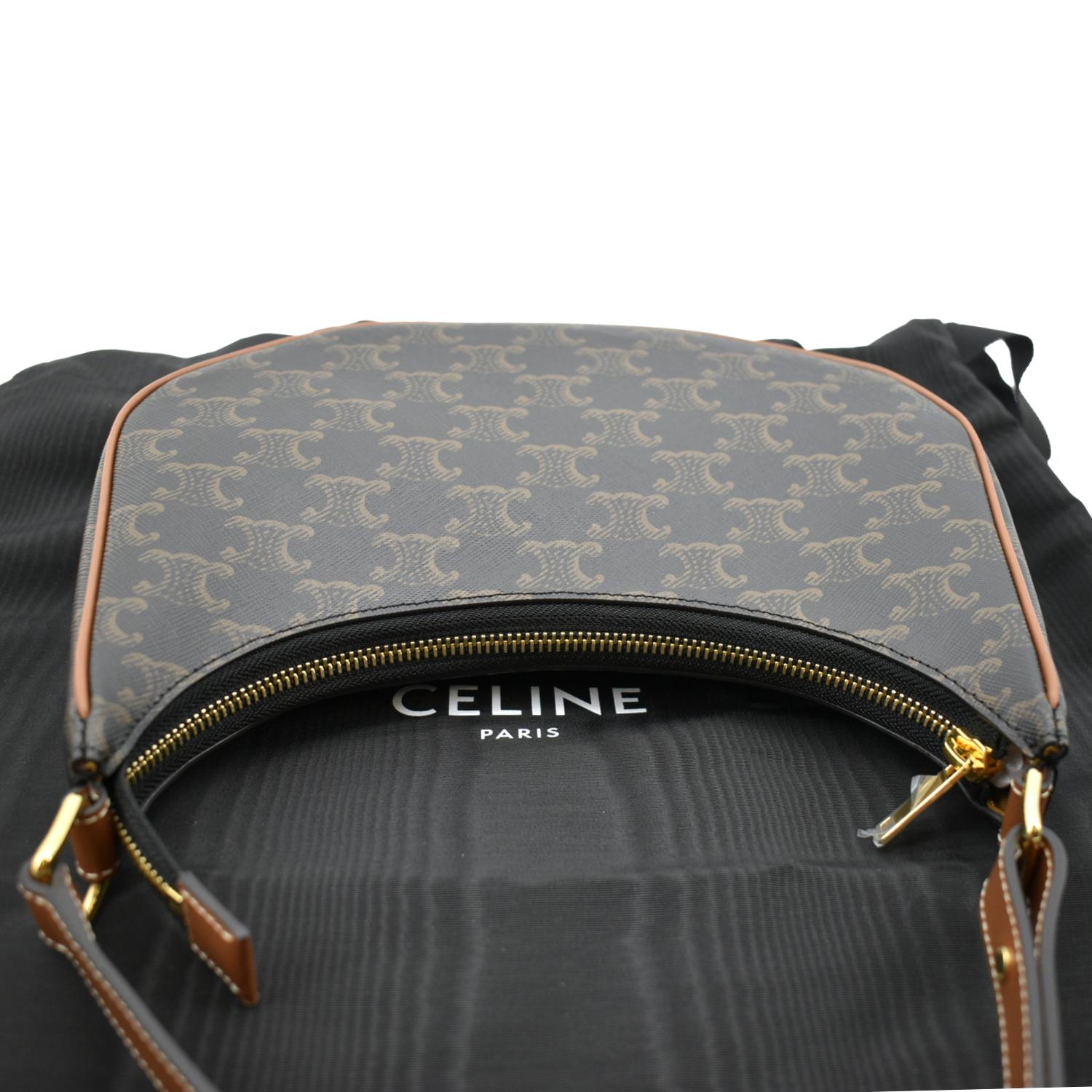 Celine Triomphe Canvas Calfskin Ava Shoulder Bag Tan