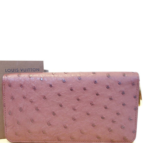 Louis Vuitton Zippy Wallet Ostrich Leather Burgundy - full view