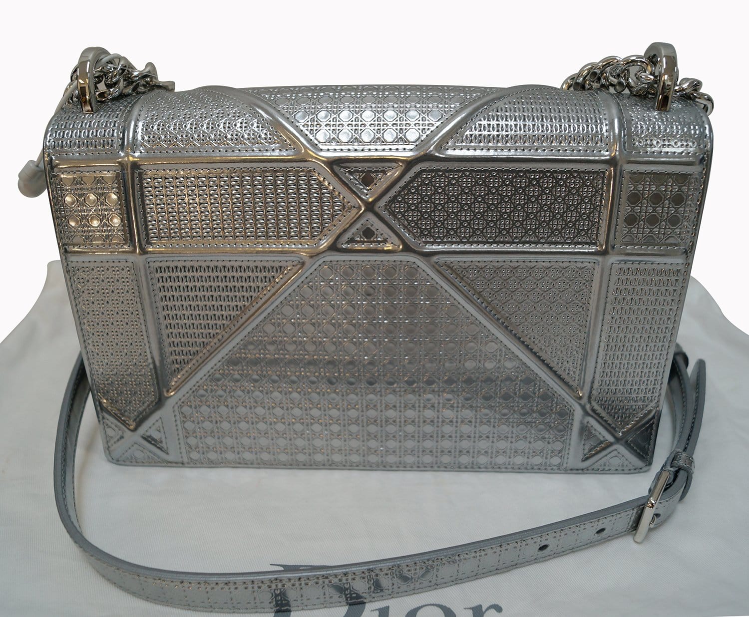 100% Authentic Christian Dior Diorama Flap Bag Embossed Calfskin Medium