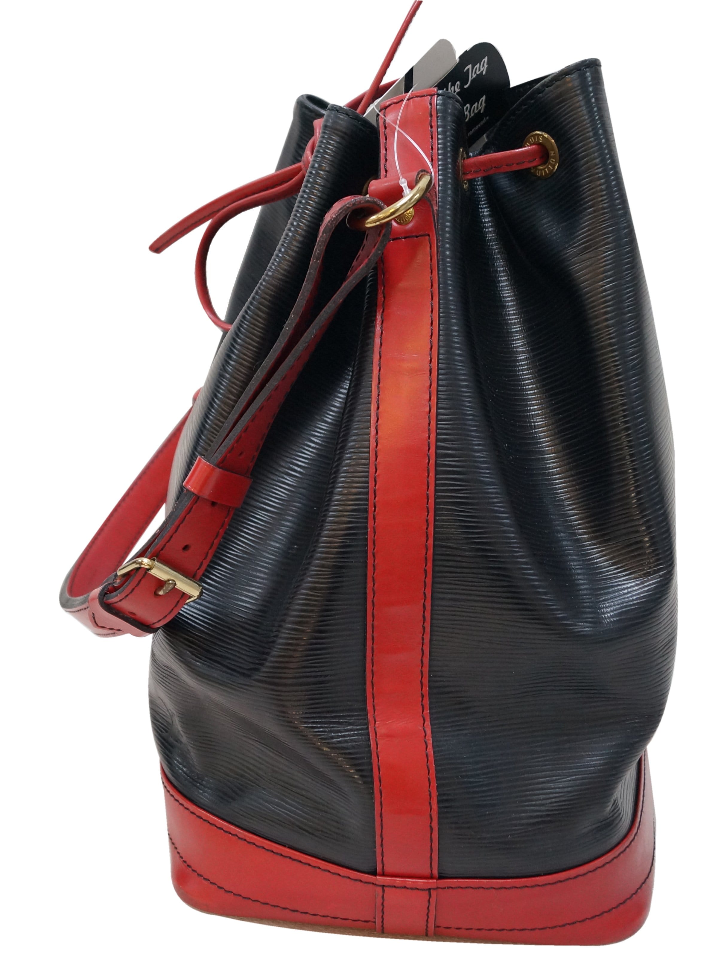 Authentic LOUIS VUITTON Noe Bucket Bag Red Epi Leather 