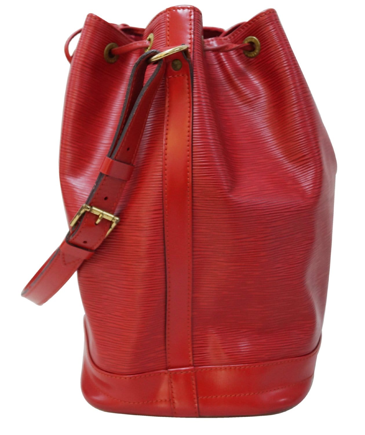 Authentic LOUIS VUITTON Noe Bucket Bag Red Epi Leather 