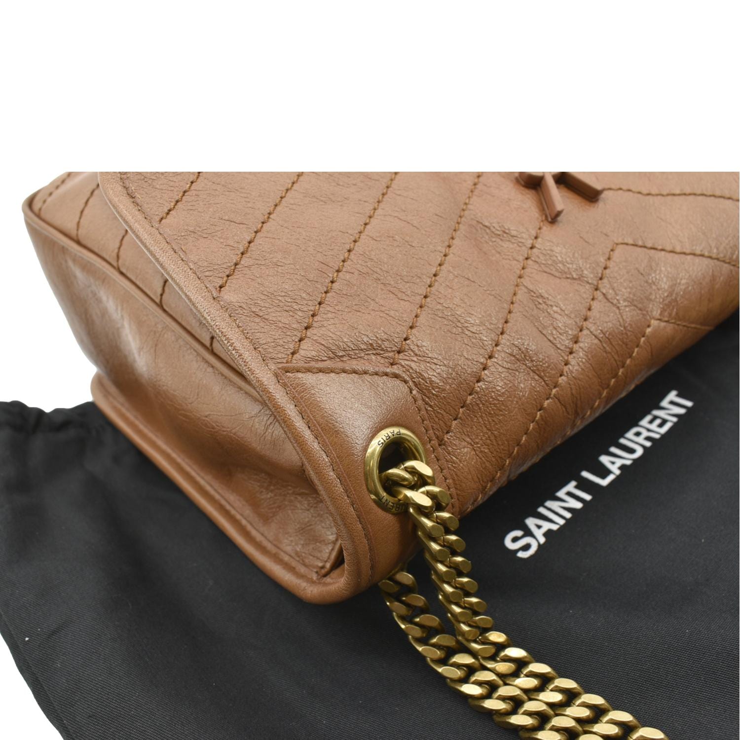 Saint Laurent Navy Blue Crinkled Leather Mini Niki Chain Shoulder Bag Saint  Laurent Paris
