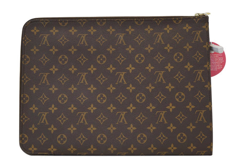 LOUIS VUITTON Monogram Brown Poche Documents Briefcase Clutch