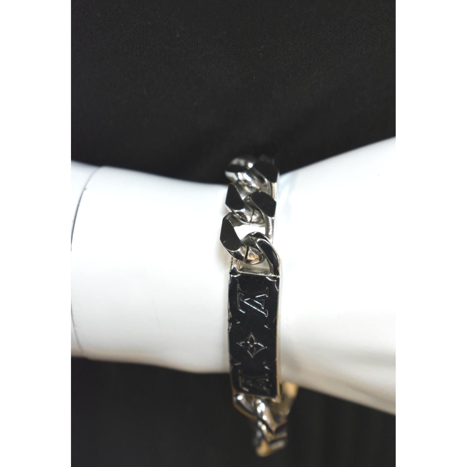 Louis Vuitton LV Monogram Chain Necklace Black & Silver 100% Authentic
