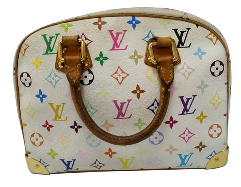 LOUIS VUITTON White Monogram Multicolor Trouville Satchel Bag 