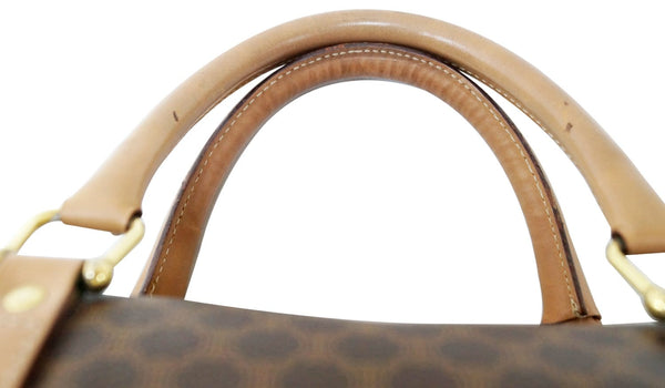 CELINE Macadam Pattern PVC Leather Brown Satchel Bag